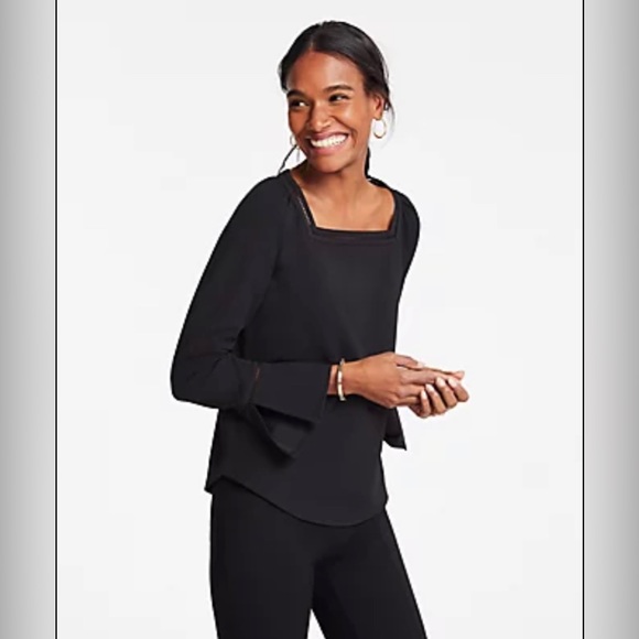 Ann Taylor Ladder Trim Square Neck Top Size Medium - Picture 1 of 5